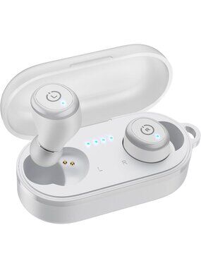 Wireless White Ergonomic Design 55H Playtime IPX8 Waterproof Bluetooth Earbud